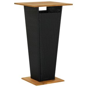 vidaXL Barov&yacute; stůl čern&yacute; 60 x 60 x 110 cm polyratan a masivn&iacute; ak&aacute;cie