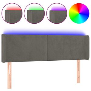 vidaXL Čelo postele s LED tmavě &scaron;ed&eacute; 147 x 16 x 78/88 cm samet