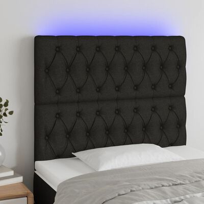 vidaXL Čelo postele s LED černé 90x7x118/128 cm textil