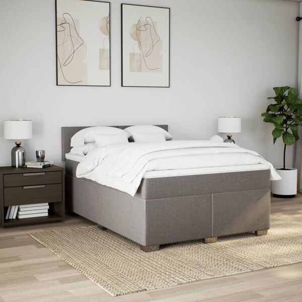 vidaXL Box spring postel s matrac&iacute; taupe 140x190 cm textil