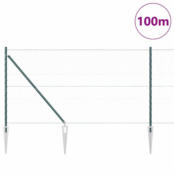 vidaXL Plotov&yacute; sloupek. Zelen&aacute; 100 x 1,4 m (50 mm s&iacute;ť) Ocel a PVC