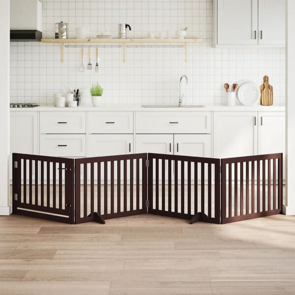 vidaXL Z&aacute;brana pro psy s dv&iacute;řky skl&aacute;dac&iacute; 4 panely hněd&aacute; 320 cm topol