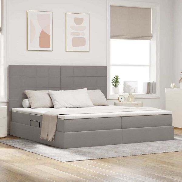 vidaXL Postel s &uacute;ložn&yacute;m prostorem a matrac&iacute; s čelo Taupe 200 x 200 cm