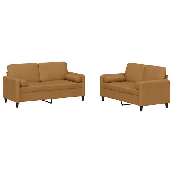 vidaXL 2d&iacute;ln&aacute; sedac&iacute; souprava s pol&scaron;t&aacute;ři hněd&aacute; samet