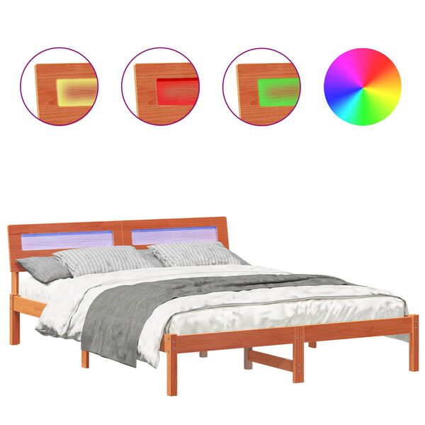 vidaXL R&aacute;m postele Voskově hněd&aacute; 160 x 200 cm Masivn&iacute; borov&eacute; dřevo