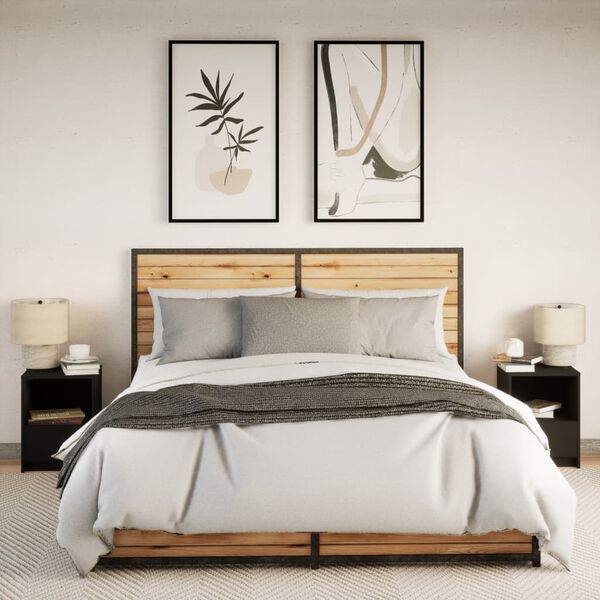 vidaXL Noční stolky s LED osvětlením 2 ks černé kompozitní dřevo