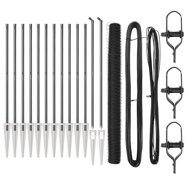 vidaXL Plotov&yacute; sloupek. &Scaron;ed&aacute; 25 x 1,6 m (36 mm s&iacute;ť) Ocel a PVC