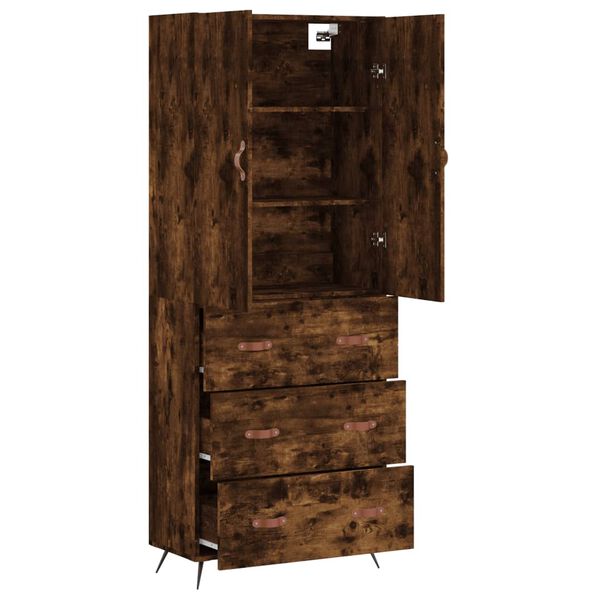 vidaXL Skř&iacute;ň highboard kouřov&yacute; dub 69,5 x 34 x 180 cm kompozitn&iacute; dřevo