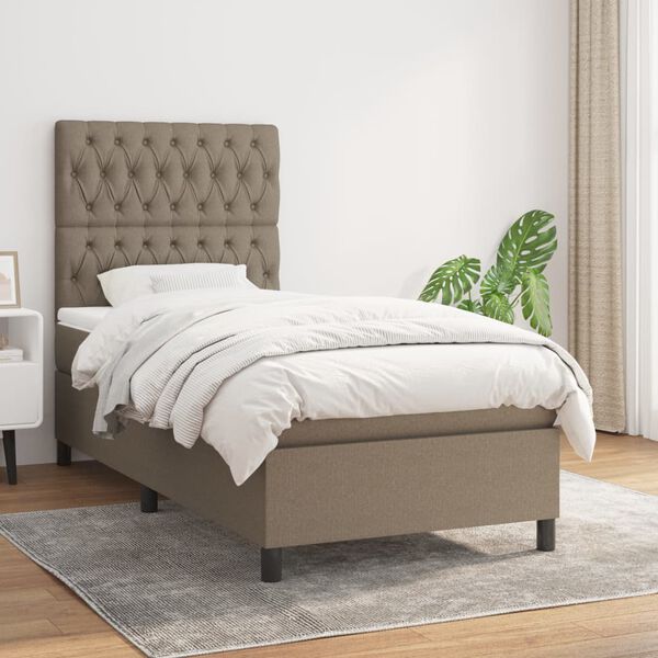 vidaXL Box spring postel s matrac&iacute; taupe 90x190 cm textil