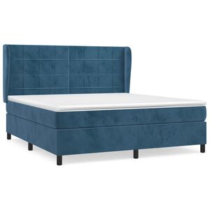 vidaXL Box spring postel s matrac&iacute; tmavě modr&aacute; 160x200 cm samet