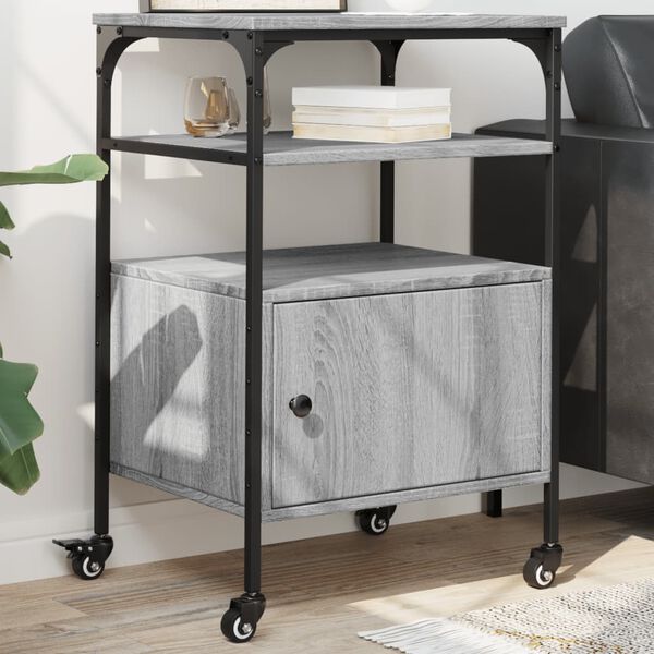 vidaXL Stojan na tisk&aacute;rnu 3patrov&yacute; &scaron;ed&yacute; sonoma 50x40x76 cm kompozit