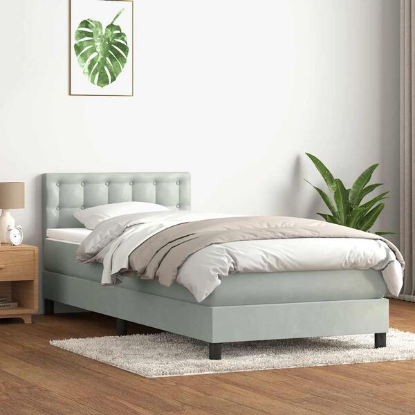 vidaXL Box spring postel s matrac&iacute; světle &scaron;ed&aacute; 80x220 cm samet