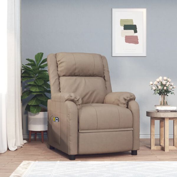 vidaXL Zvedací masážní křeslo cappuccino umělá kůže