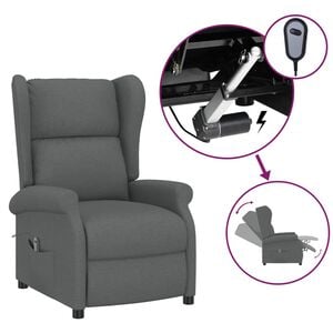 vidaXL Elektrick&eacute; polohovac&iacute; křeslo u&scaron;&aacute;k tmavě &scaron;ed&eacute; textil