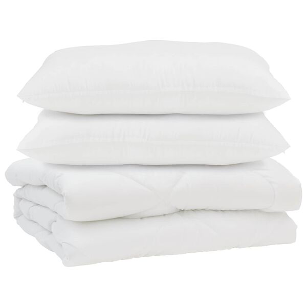 vidaXL Přikr&yacute;vka s pol&scaron;t&aacute;řem 3 pcs B&iacute;l&aacute; Mikrovl&aacute;kno