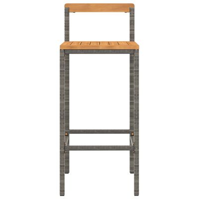 vidaXL Barové stoličky 2 ks šedé polyratan a masivní akáciové dřevo