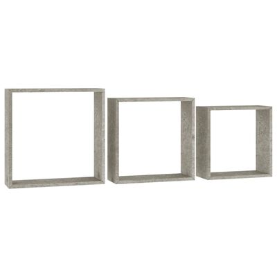 vidaXL Nástěnné police kostky 3 ks betonově šedé