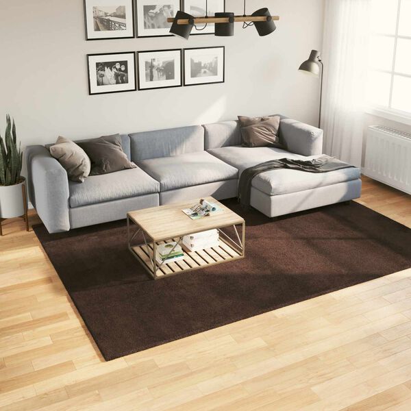 vidaXL Kusov&eacute; koberce Obd&eacute;ln&iacute;kov&yacute; HUARTE Hněd&aacute; 280 x 200 cm Polyester
