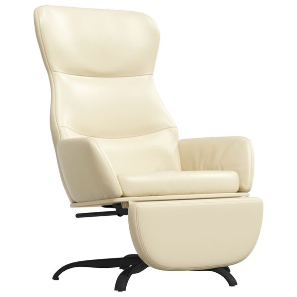 vidaXL Relaxačn&iacute; křeslo s podnožkou kr&eacute;mov&eacute; uměl&aacute; kůže