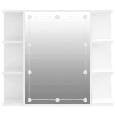 vidaXL Zrcadlová skříňka s LED bílá s vysokým leskem 70 x 16,5 x 60 cm