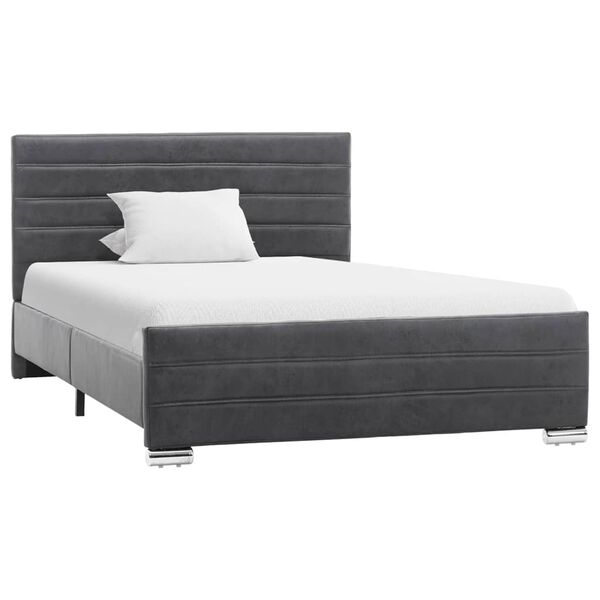 vidaXL R&aacute;m postele &scaron;ed&yacute; uměl&aacute; brou&scaron;en&aacute; kůže 120 x 200 cm