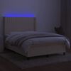 vidaXL Box spring postel s matrac&iacute; a LED kr&eacute;mov&aacute; 140x190 cm textil