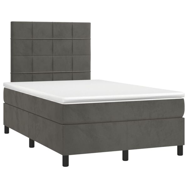 vidaXL Box spring postel s matrac&iacute; tmavě &scaron;ed&yacute; 120x190 cm samet