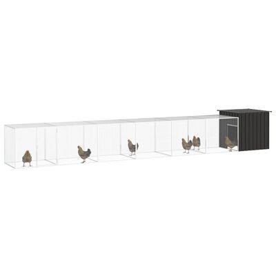 vidaXL Klec pro kuřata antracitová 700 x 91 x 100 cm pozinkovaná ocel