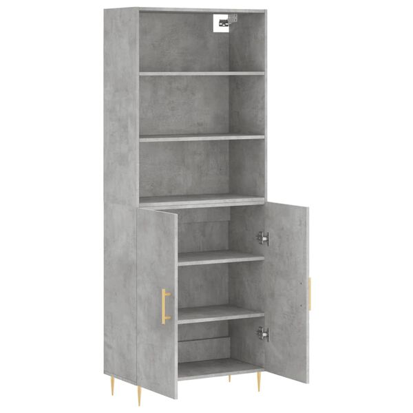 vidaXL Skř&iacute;ň highboard betonově &scaron;ed&aacute; 69,5x34x180 cm kompozitn&iacute; dřevo
