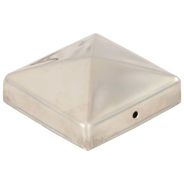 vidaXL Krytky na plotové sloupky ve tvaru stříšky 6 ks nerez 81x81 mm