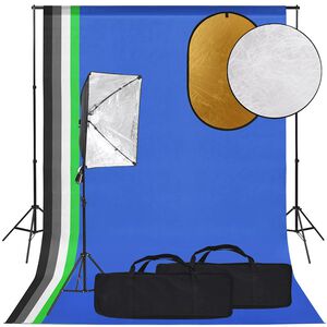 vidaXL Ateli&eacute;rov&eacute; vybaven&iacute; sada se světly, pozad&iacute;m a odraznou deskou