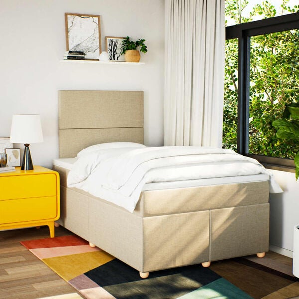 vidaXL Box spring postel s matrac&iacute; kr&eacute;mov&aacute; 120x200 cm textil