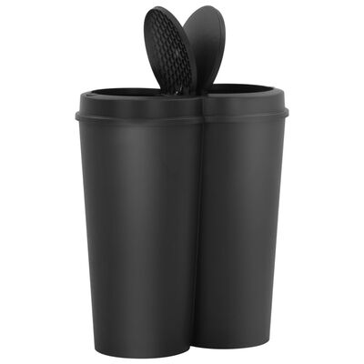 vidaXL Dvojitý odpadkový koš černý 50 l