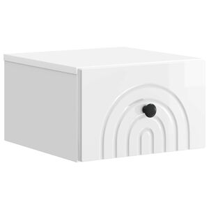 vidaXL N&aacute;stěnn&yacute; nočn&iacute; stolek B&iacute;l&aacute; s vysok&yacute;m leskem 33 x 34,5 x 20 cm