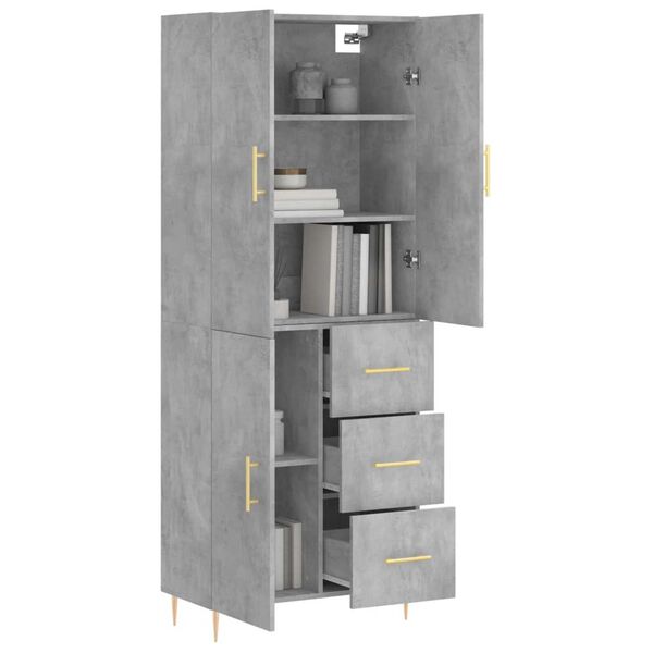 vidaXL Skř&iacute;ň highboard betonově &scaron;ed&aacute; 69,5x34x180 cm kompozitn&iacute; dřevo