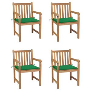 vidaXL Zahradn&iacute; židle 4 ks zelen&eacute; podu&scaron;ky masivn&iacute; teak