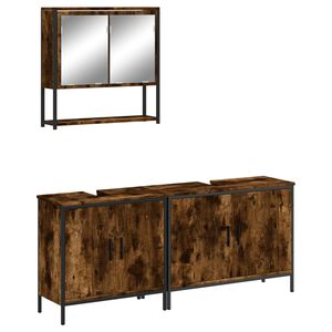 vidaXL 3d&iacute;ln&yacute; set koupelnov&eacute;ho n&aacute;bytku kouřov&yacute; dub kompozitn&iacute; dřevo