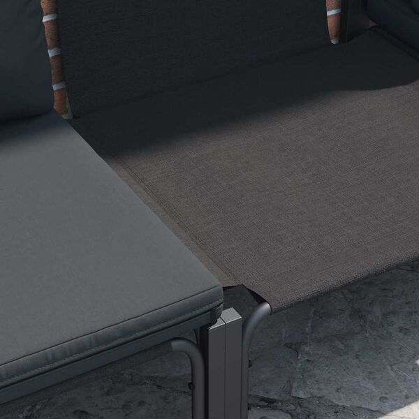 vidaXL Sada zahradn&iacute;ch pohovek s pol&scaron;t&aacute;řem 7 pcs Čern&aacute; Ocel