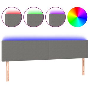 vidaXL Čelo postele s LED tmavě &scaron;ed&eacute; 180x5x78/88 cm textil