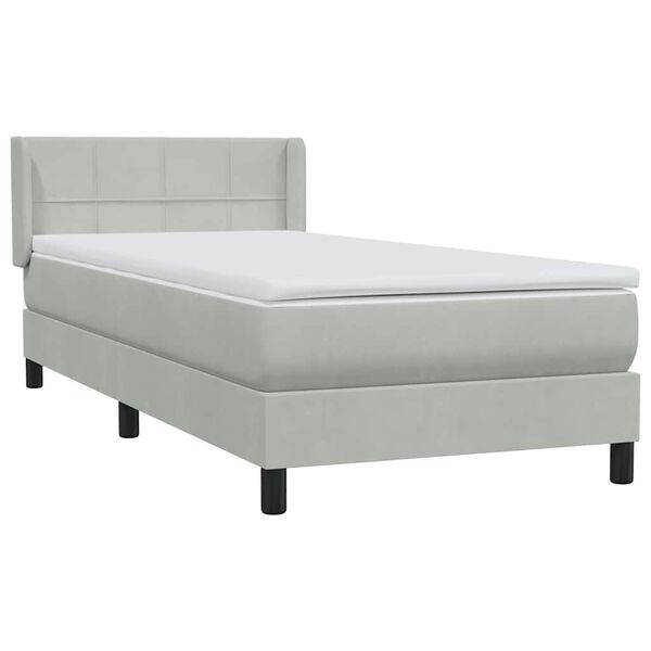 vidaXL Box Spring Postel s matrac&iacute; Světle &scaron;ed&aacute; 90x220 cm Samet