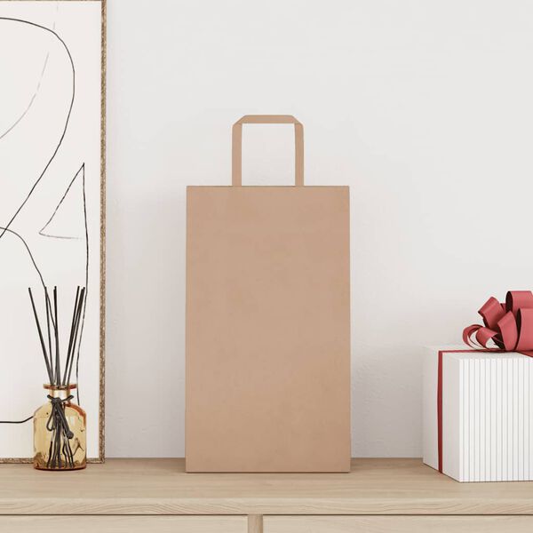 vidaXL Pap&iacute;rov&eacute; ta&scaron;ky 250 ks s uchy hněd&eacute; 21x11x36 cm