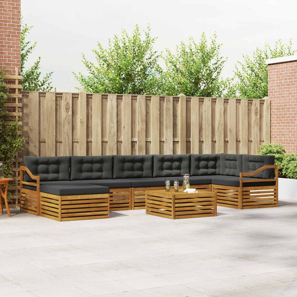 vidaXL Venkovn&iacute; pohovkov&aacute; souprava 8 pcs Přirozen&aacute; a Anthracitov&aacute;