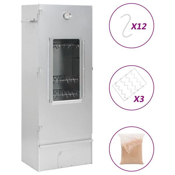 vidaXL Grilovac&iacute; trouba/ud&iacute;rna a &scaron;těpky 44,5x29x110cm pozinkovan&aacute; ocel