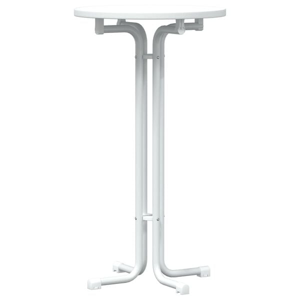 vidaXL Barov&yacute; stůl b&iacute;l&yacute; &Oslash; 60 x 110 cm kompozitn&iacute; dřevo a ocel