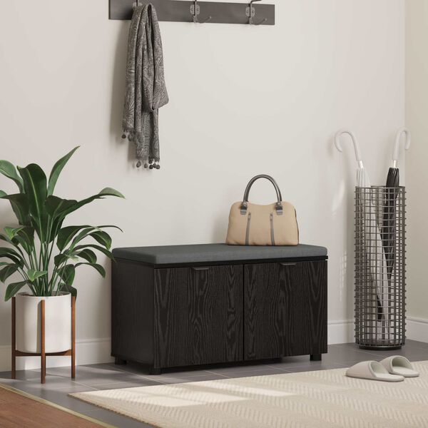 vidaXL Chodbičkov&aacute; lavice s pol&scaron;t&aacute;řem Čern&yacute; dub 80 x 46 x 46 cm