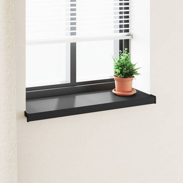 vidaXL Parapet okna Čern&aacute; s dřevěnou texturou 80 x 35 x 4,5 cm PVC