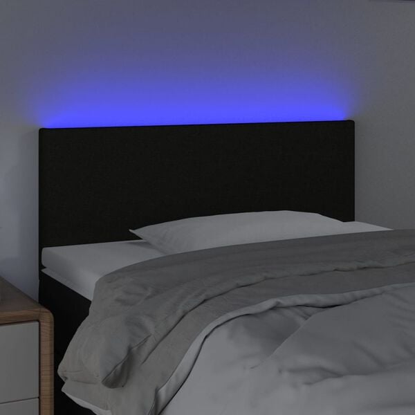 vidaXL Čelo postele s LED čern&eacute; 100x5x78/88 cm textil