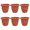 vidaXL Kulat&yacute; květin&aacute;č 6 ks Cihlově červen&aacute; &Oslash; 26 x 21.5 cm Plast