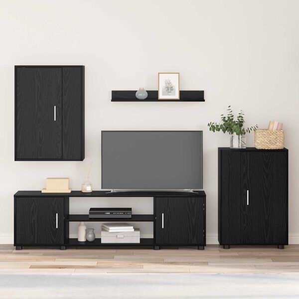 vidaXL Sestava TV skř&iacute;něk N&aacute;stěnn&yacute; 4 pcs Čern&yacute; dub Kompozitn&iacute; dřevo