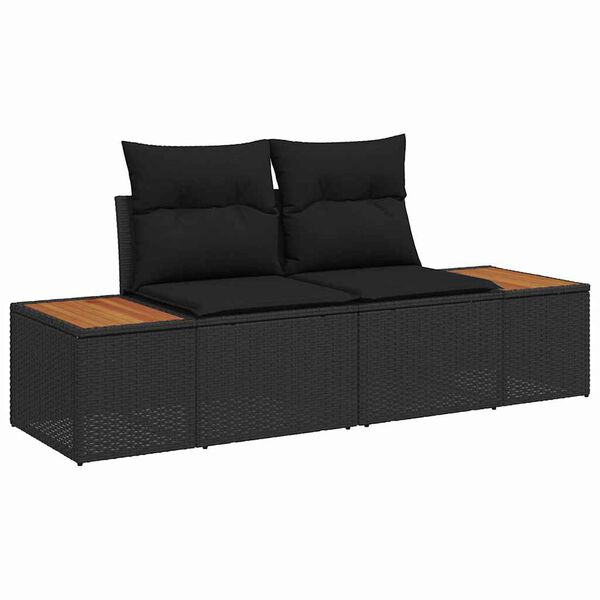 vidaXL Zahradní sofa Černá 184 x 62 x 85cm polyratan